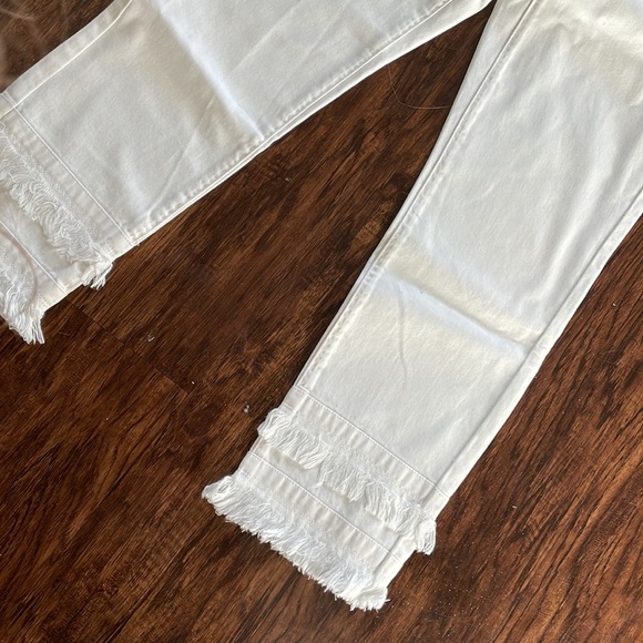 Michael Kors White low rise Jeans with frill bottoms - Picture 3 of 6